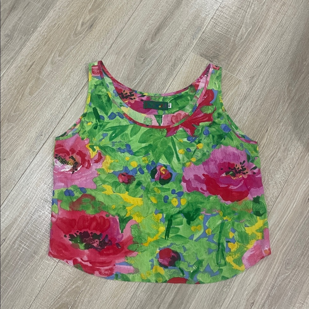 Jams World Hawaiian Vintage Floral Tank Top sz Xl but fits more like a large